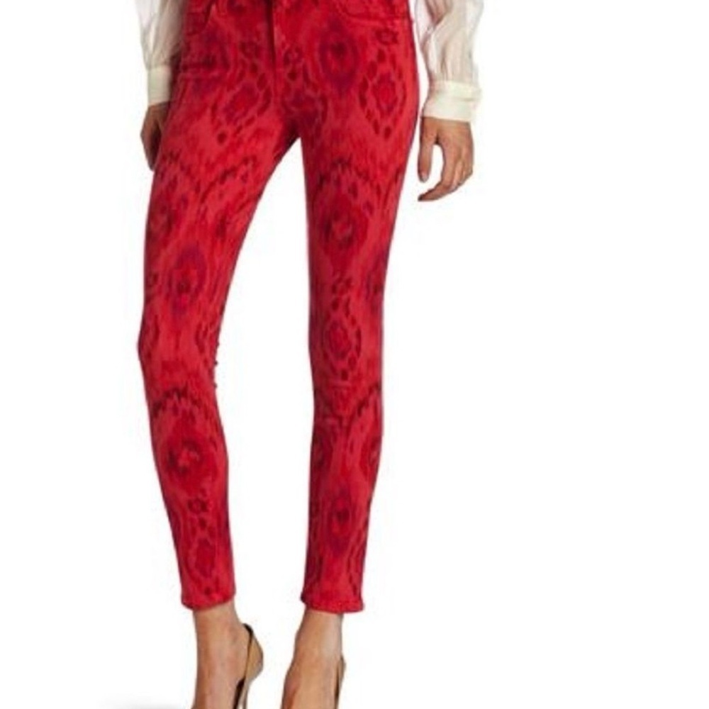 Joe’s Jeans Red Ikat Skinny Ankle Jeans Geranium Tribal Print Size 30 - Picture 3 of 10